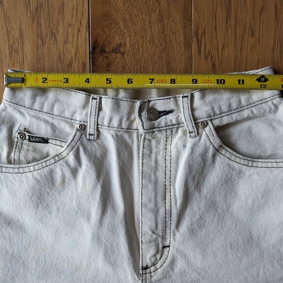 Lee Vintage 100% Cotton Women Mom Jeans High Rise Ivory Beige White 6 8 Petite - Picture 5 of 9